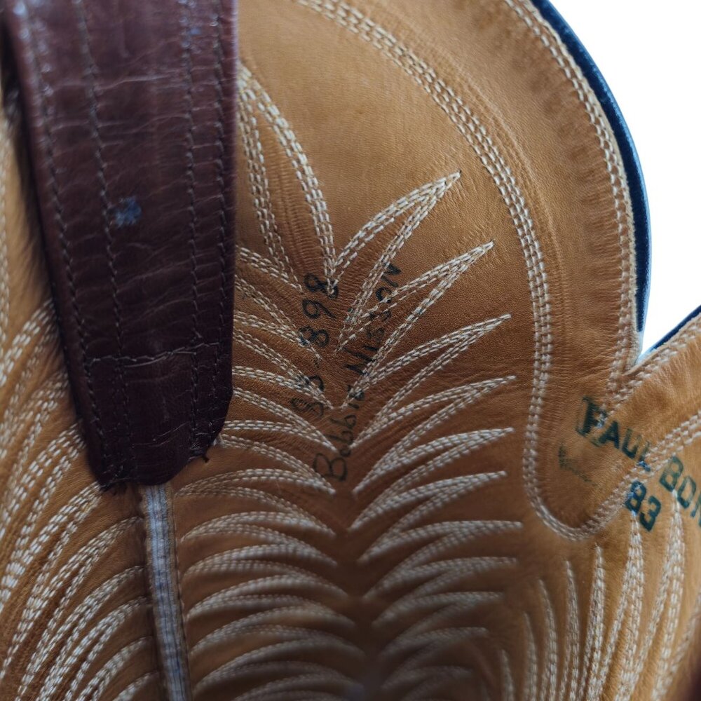 Vintage Paul Bond Tall Custom Womens Size 6B Brown Leather Cowboy Western Boots - Picture 14 of 15